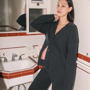 Hatch Collection grey button up maternity sweater